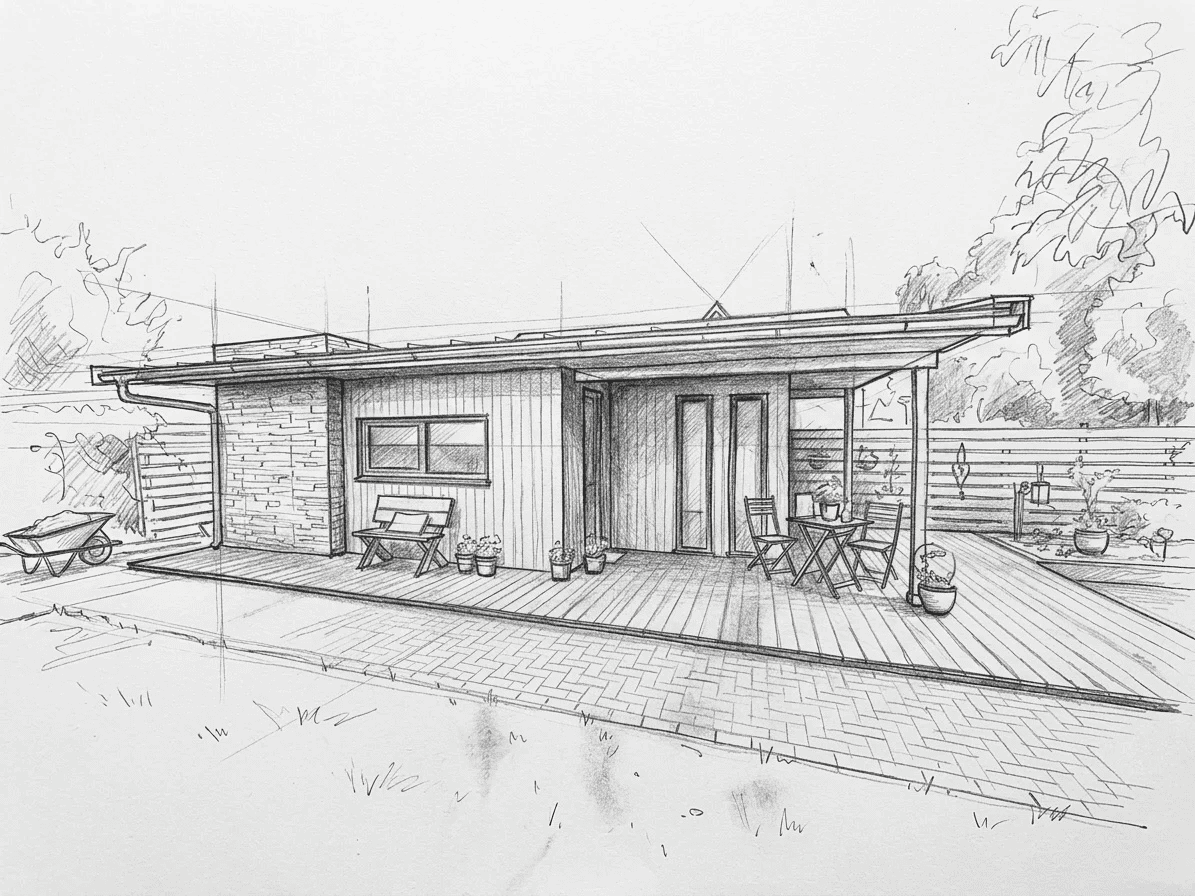 Ontwerpschets van de tuinkamer in Slochteren